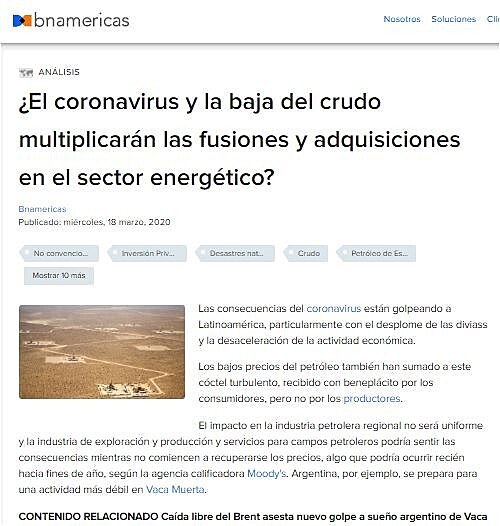 El coronavirus y la baja del crudo multiplicarn las fusiones y adquisiciones en el sector energtico?